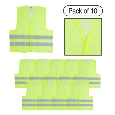 High Visibility Reflective Vest -Fluorescent Green with Silver Stripe  Workwear with Hook and Loop Closures-Outdoor Safety Gear by Fleming Supply