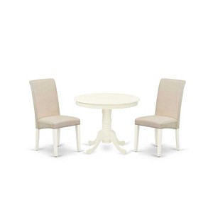 HomeStock 3-Pc Round Linen White Finish Solid Wood Top-Dining Room Set-Seats 4 - 1 of 4