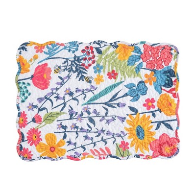 Anaya Bright Floral Cotton Quilted Reversible Placemats Set of 6