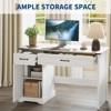 47" Farmhouse Executive Desk, Rustic Home Office Desk with Drawers and Storage Cabinet, Wood Computer Desks Writing Workstation Antique White - 4 of 4