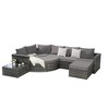 8-Piece Outdoor Patio Rattan Modular Sectional Sofa Set with Tempered Glass Coffee Table - 2 of 4