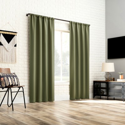 Sage Green 84" Blackout Rod Pocket Curtain Panel