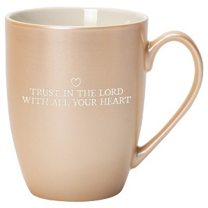 Elanze Designs Trust In The Lord With All Your Heart Pearlescent Sand 10 ounce New Bone China Coffee Cup Mug - 1 of 4