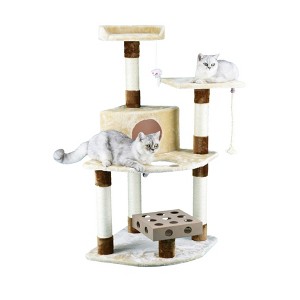 Go Pet Club 48" IQ Busy Box Cat Tree Condo with Sisal Covered  Scratching Posts SF056 - Beige - 1 of 2