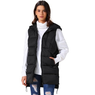 INSPIRE CHIC Women's Winter Hooded Sleeveless Down Long Puffer Vest with Pockets