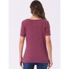 INSPIRE CHIC Women's Cowl Neck Short Sleeve Button Decor Ruched Front Casual  Basic T-shirt - 3 of 4