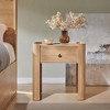 Modern Wooden Nightstand 23.6" Tall with Charging Station Curved 1 Drawer Bedside Table for Living Room Bedroom - 2 of 4