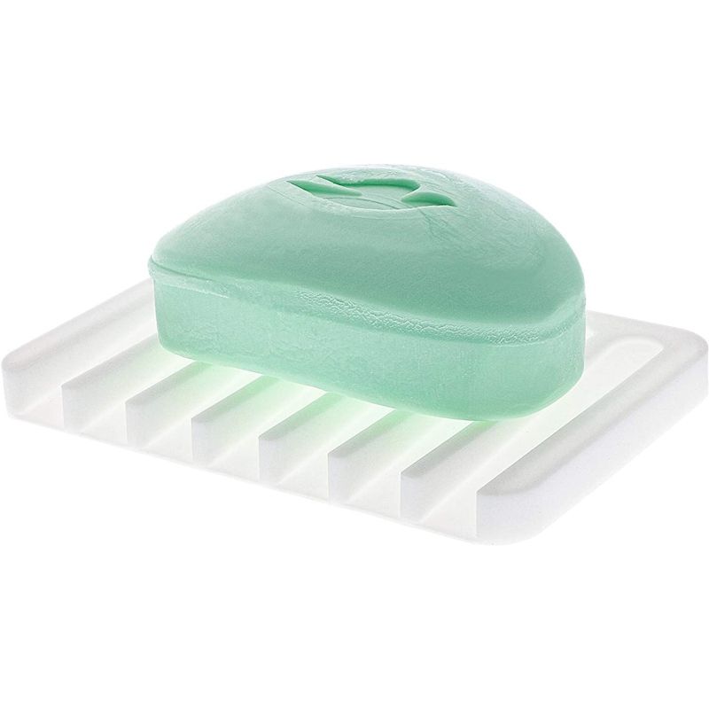 Juvale 6 Pack Silicone Soap Dish Holder for Bathroom and Kitchen Sink, White, 3.5 x 4.4 in, 3 of 6