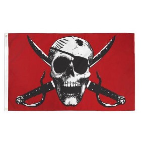 Maison 3'x5' Crimson Pirate Poly Flag Double-stitched Poly Flag Perfect For Kids Birthday Party Decoration & Halloween - 1 of 4