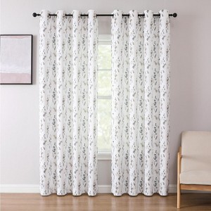 Kate Aurora 1 Piece Watercolor Floral Light Filtering Grommet Top Window Curtain Panel - 1 of 4