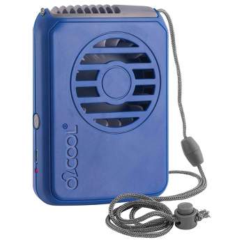 O2COOL Rechargeable Deluxe Necklace Fan with USB Cord Blue