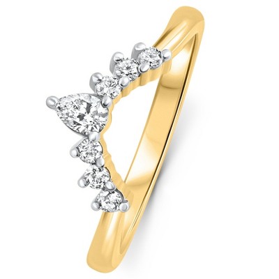 Pompeii3 1/4Ct Diamond Curved Wedding Anniversary Engagement Guard Ring Gold Lab Created
