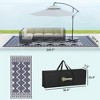 Reversible Outdoor Rug, Waterproof Plastic Straw with Carry Bag, Blue & White Rhombus Border - 3 of 4