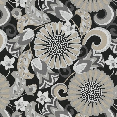 Sophia Black and Gray Floral Outdoor Throw Pillow Set