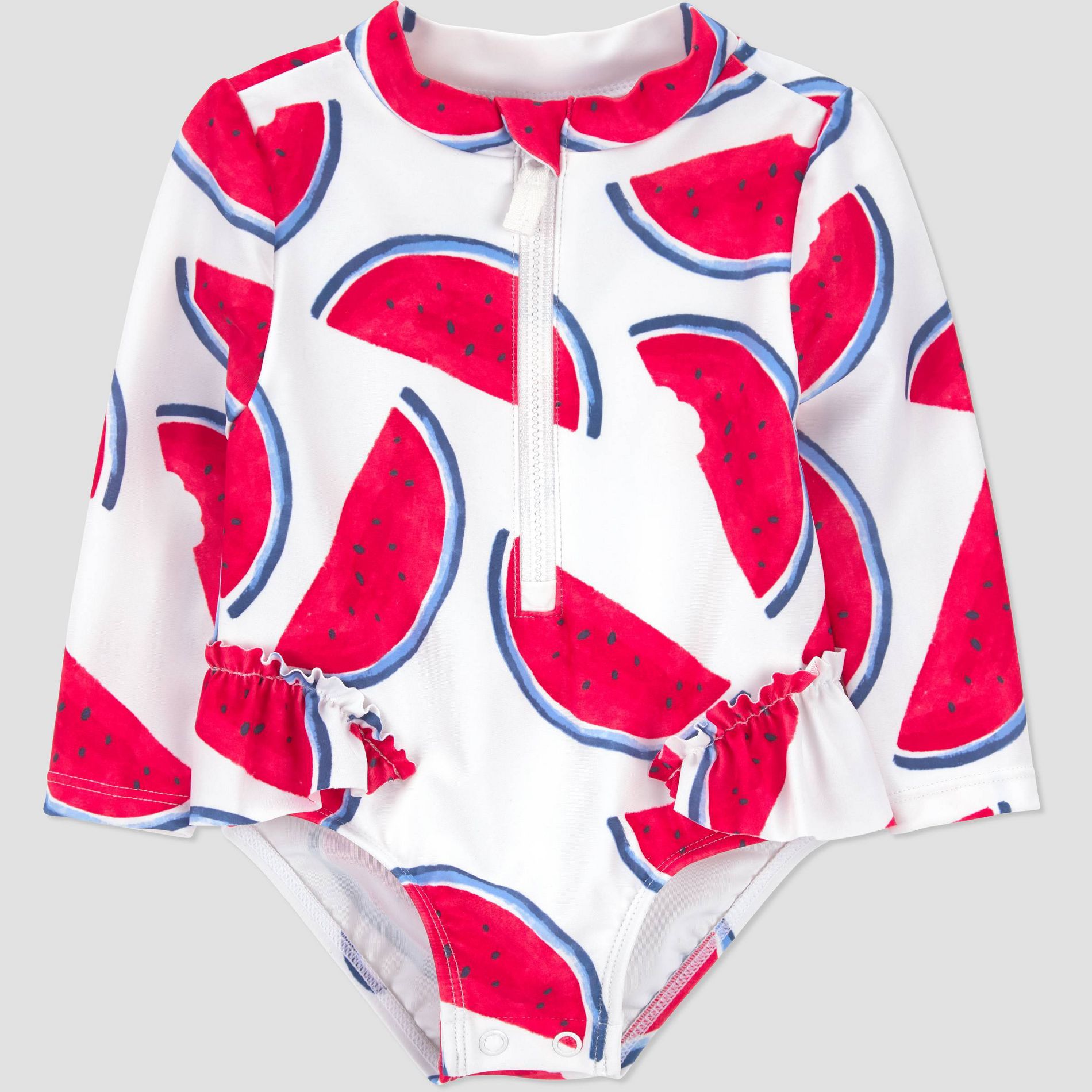 Carter's Just One You® Baby Girls' Watermelon Long Sleeve Rash Guard One Piece Swimsuit - White