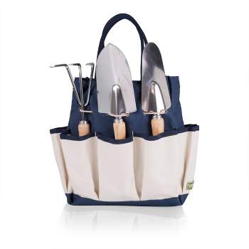 3 Pc Garden Tote Large - Navy/Cream With Tools - Picnic Time