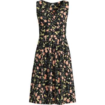 Lands' End Women's Cotton Modal Pleated Fit and Flare Dress