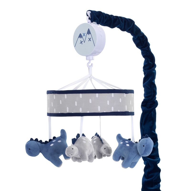 Lambs & Ivy Baby Dino Blue/Gray Dinosaur Musical Baby Crib Mobile Soother Toy, 1 of 6
