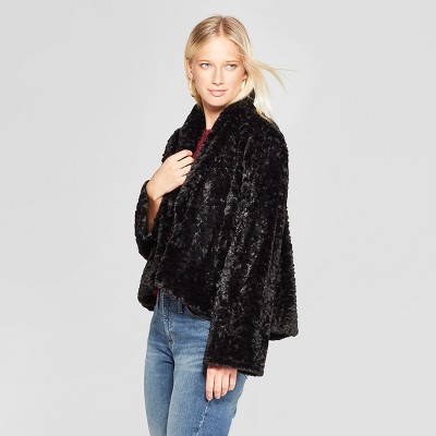 target black faux fur jacket