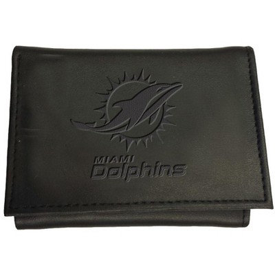 Evergreen Miami Dolphins Tri Fold Leather Wallet