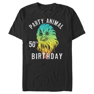 Men's Star Wars Chewie Party Animal 50th Birthday Color Portrait T-Shirt - 1 of 4