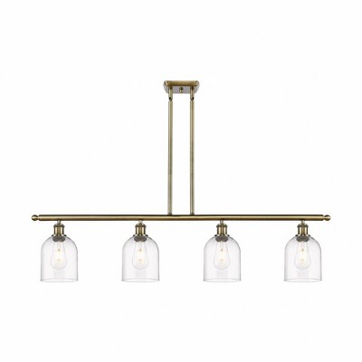 Bella - 4 Light Stem Hung Island In Industrial Style-10 Inches Tall and 48 Inches Wide