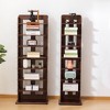 Vertical Narrow Bookcase, Bamboo Shelf, Display Shelf with Four Partitions, Adjustable, For Living Room, Bedroom, Office - 3 of 4