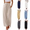 BLUEMING Breezy Linen-Blend Trousers - Women's Drawstring Wide-Leg Pants with Pockets - 4 of 4