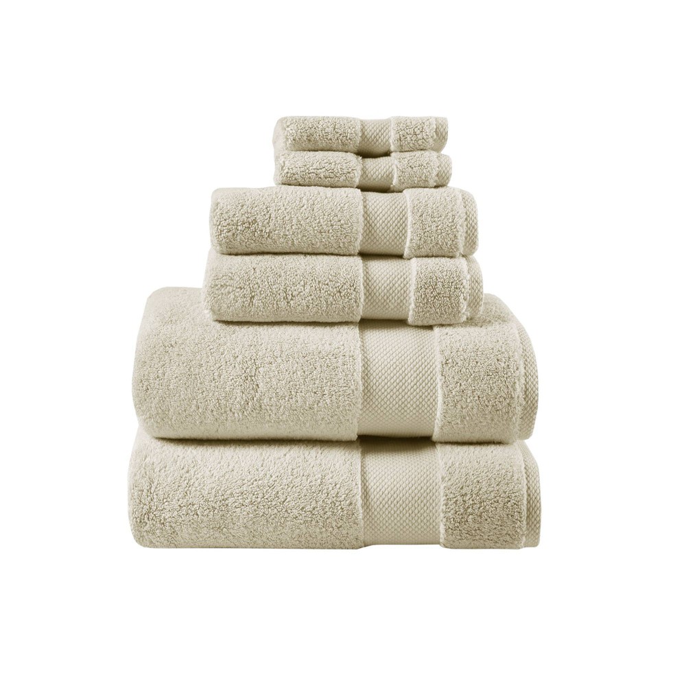 Photos - Towel 6pc Splendor Cotton Bath  Set Taupe - Madison Park: Plush, Heavyweigh