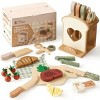 ROBOTIME Play Food And Toy Kitchens Wooden Play Food Kitchen Set, Toddler Cutting Practice Pretend Cooking Gift, Multicolored, 7.09"*8.86"*8.86" - 2 of 4