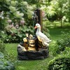 LuxenHome 23" Duck Family Garden Water Foutain with LED Lights, Resin Outdoor Water Feature with Cascading Water Flow Gray - 3 of 4