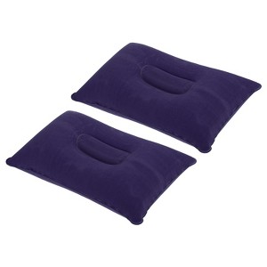 Unique Bargains Neck Support for Hiking Travel Flocked Inflatable Camping Pillows 2 Pcs 13.6" x 8.7" - 1 of 4