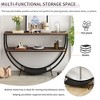 Rustic Industrial Design Demilune Shape Textured Metal Distressed Wood Console Table (Dark Brown) - 3 of 4