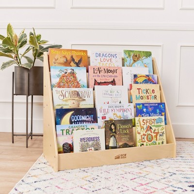 Natural Birch Single-Sided Kids Book Display Shelf