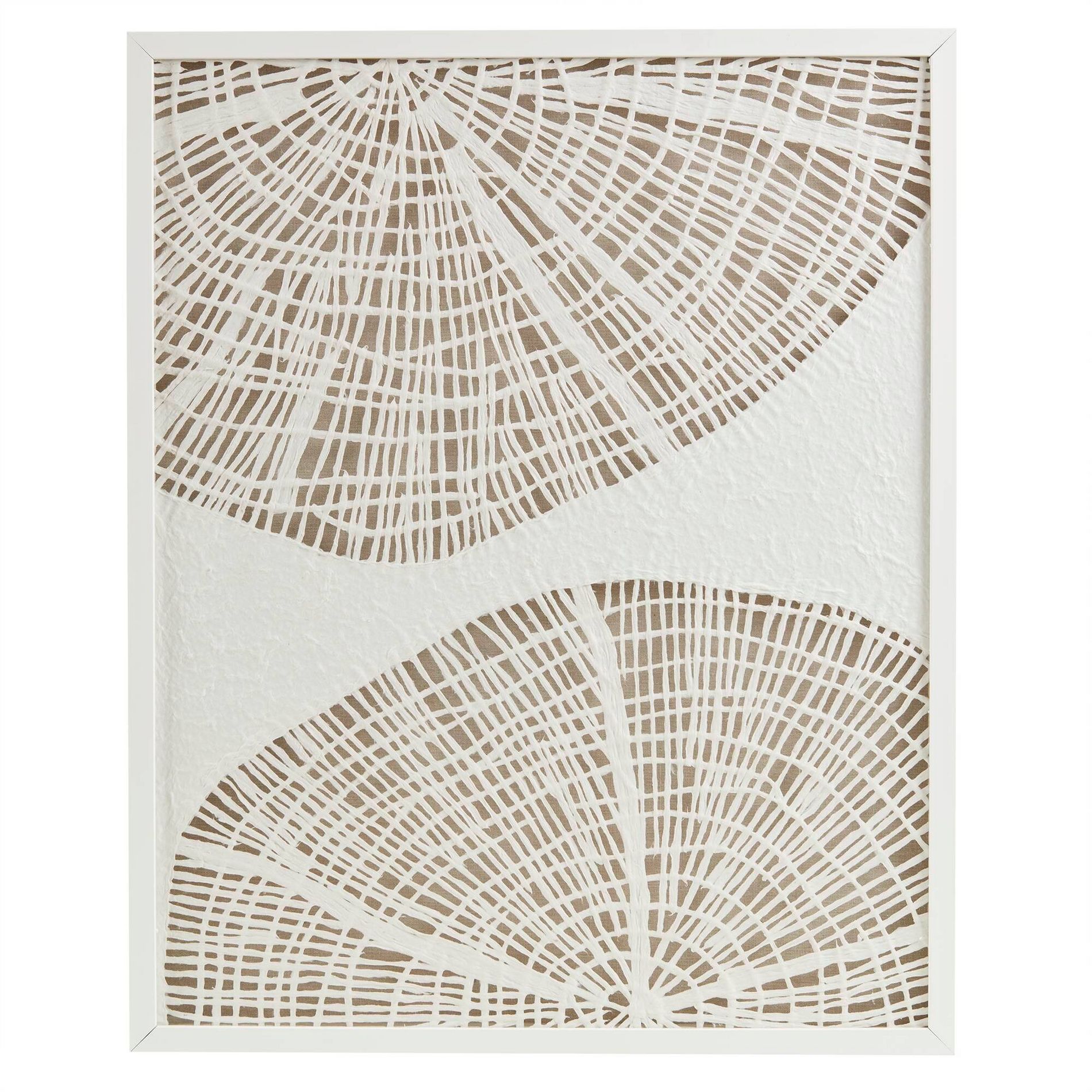 Madison Park 25.25"x31.25" Solana Framed Abstract Coastal Rice Shadowbox Wall Decor: Polystyrene Frame, D Ring Mount