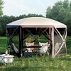 Pop Up Canopy Tent 12x12 Ft 6 Sided Pop Up Gazebo Screen Tent with Mesh Windows, Portable Carry Bag - 4 of 4