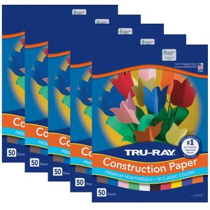 Tru-Ray Construction Paper, Standard Assorted, 9" x 12", 50 Sheets Per Pack, 5 Packs - 1 of 1