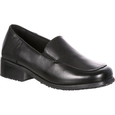 women's black slip on work shoes