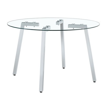 NicBex 36 Inch Round Tempered Glass Coffee Table with 7-Shaped Metal Legs for Living Room,Bedroom
