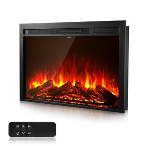 VEVOR Electric Fireplace Insert,40in Recessed and Wall Mounted ,8h Timer & Remote Control, Indoor Heater w/750W/1500W Dual Heating Modes,5000BTU Black - 1 of 4