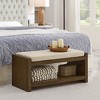 Vynxaria 40" Accent Storage Bench with Lower Shelf Shoe Rack, Padded Seating Bench for Living Room, Bed End Bench with for Bedroom Seating,  Ivory - 2 of 4