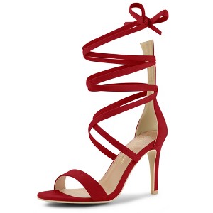 Allegra K Women's Open Toe Strappy Lace Up Stiletto High Heel Sandals - 1 of 4