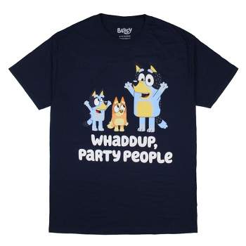 Bluey Men's Whaddup Party People Graphic Print T-Shirt Adult