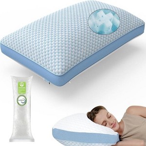 Dyonery memory foam bed pillow, adjustable cooling pillow, luxurious gel bed pillow supports fluffy pillows and washable pillowcases, blue - 1 of 4