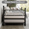 Twin Size Metal Daybed Frame with Trundle Heavy Duty Metal Slats, Mattress Foundation Platform Sofa Bed with Headboard for Bedroom - 4 of 4