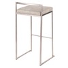Contemporary Stackable Barstool, Stainless Steel Frame with Light Cowboy Fabric Seat, Fixed Bar Height, Set of 2 - 4 of 4