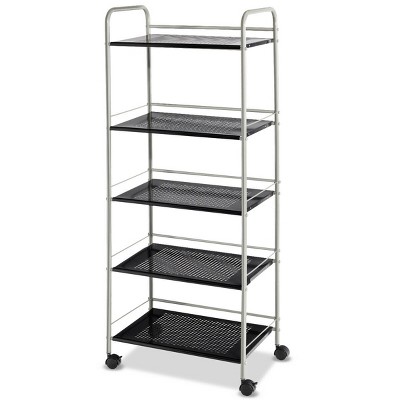 Costway 5 Tiers Garage Kitchen Storage Cart Rack Mesh Shelf Utility Cart White Black