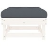 vidaXL Patio Footstool with Cushion White Solid Wood Pine - 4 of 4