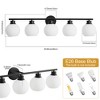POWLIG 37.4-in 5-Light Matte Black Modern Dimmable Bathroom Transitional Vanity Light with Milky White Glass Shade - 3 of 4