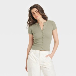 Women's Short Sleeve Button-Down T-Shirt - Universal Thread™ - 1 of 4